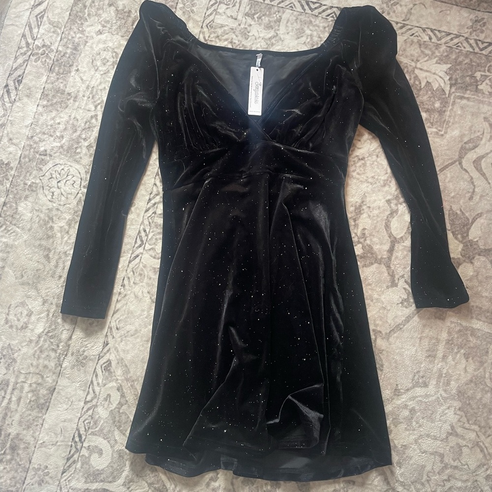Black sparkle velour dress